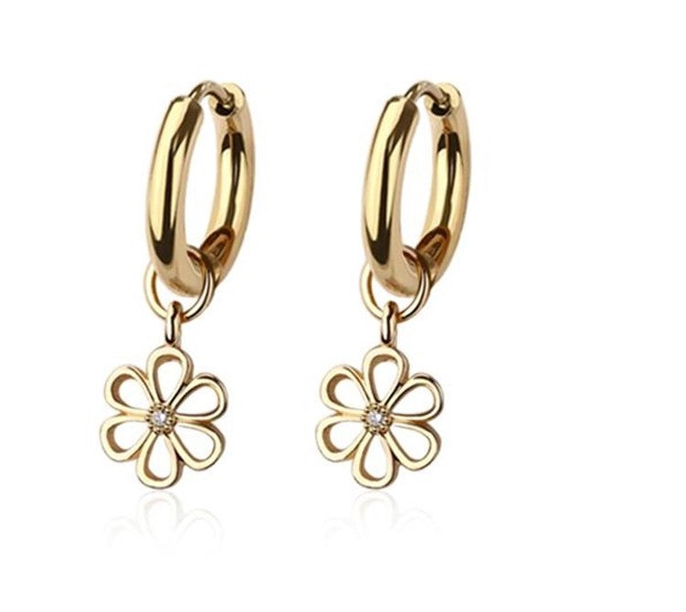 Dangle Flower Hoops