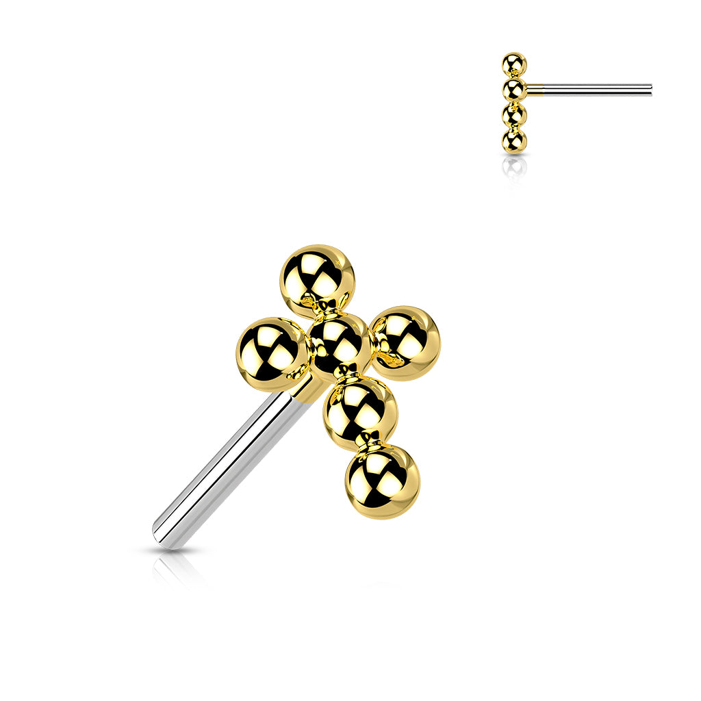 Tiny Beaded Ball Cross Flat Back