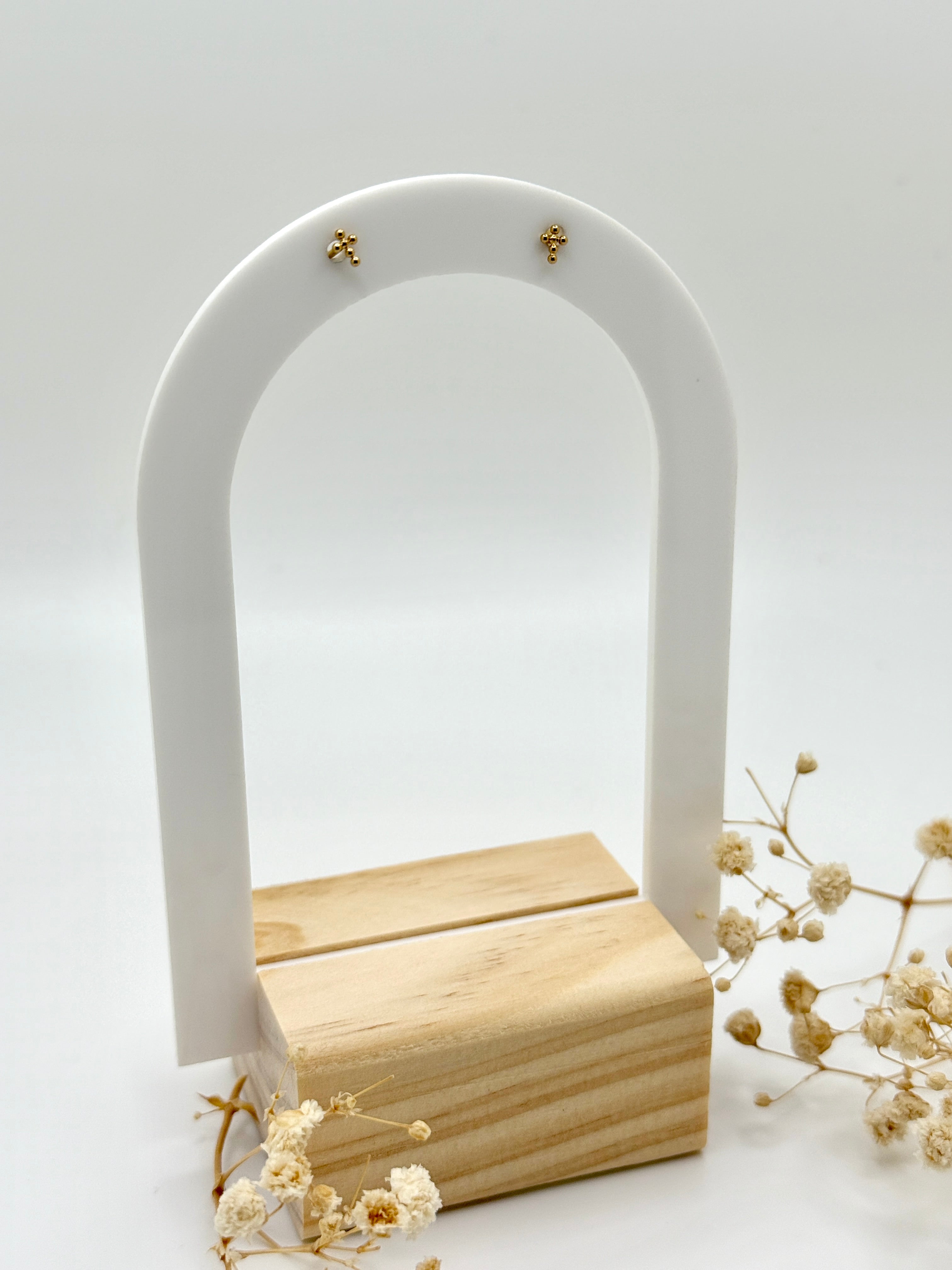 Tiny Beaded Ball Cross Flat Back