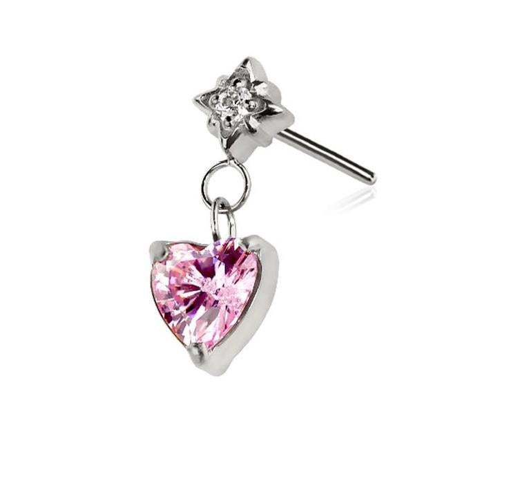 Pink Heart Dangle Flat Back