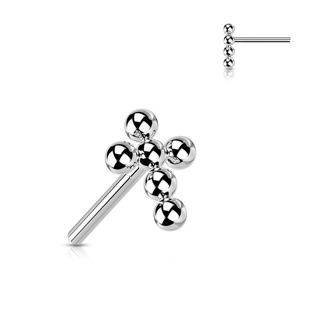 Tiny Beaded Ball Cross Flat Back