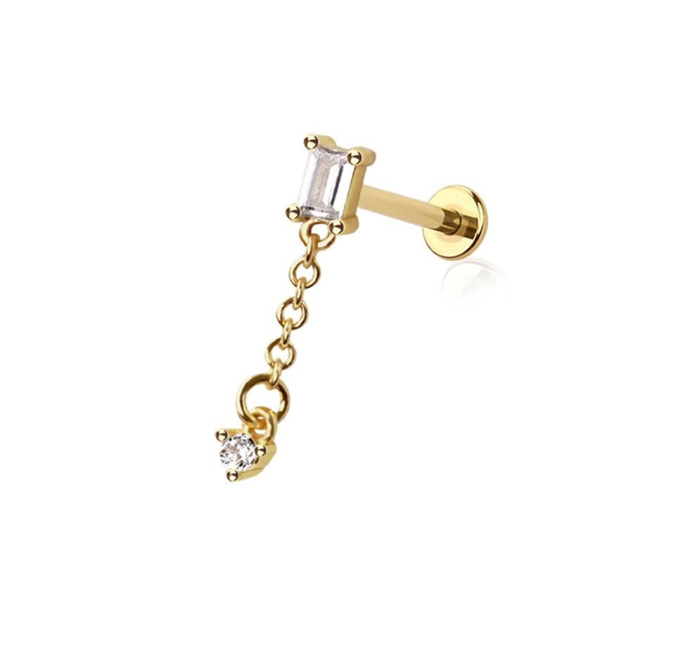 Gem Chain Drop Dangle Flat Back