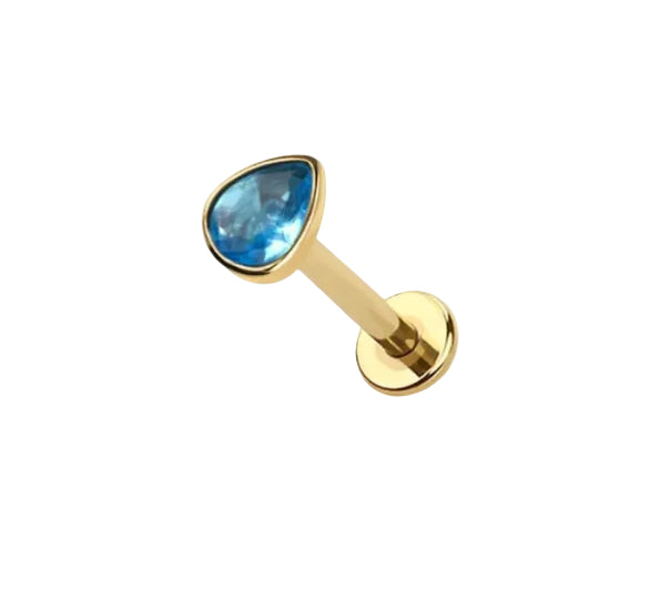 Blue Teardrop Flat Back