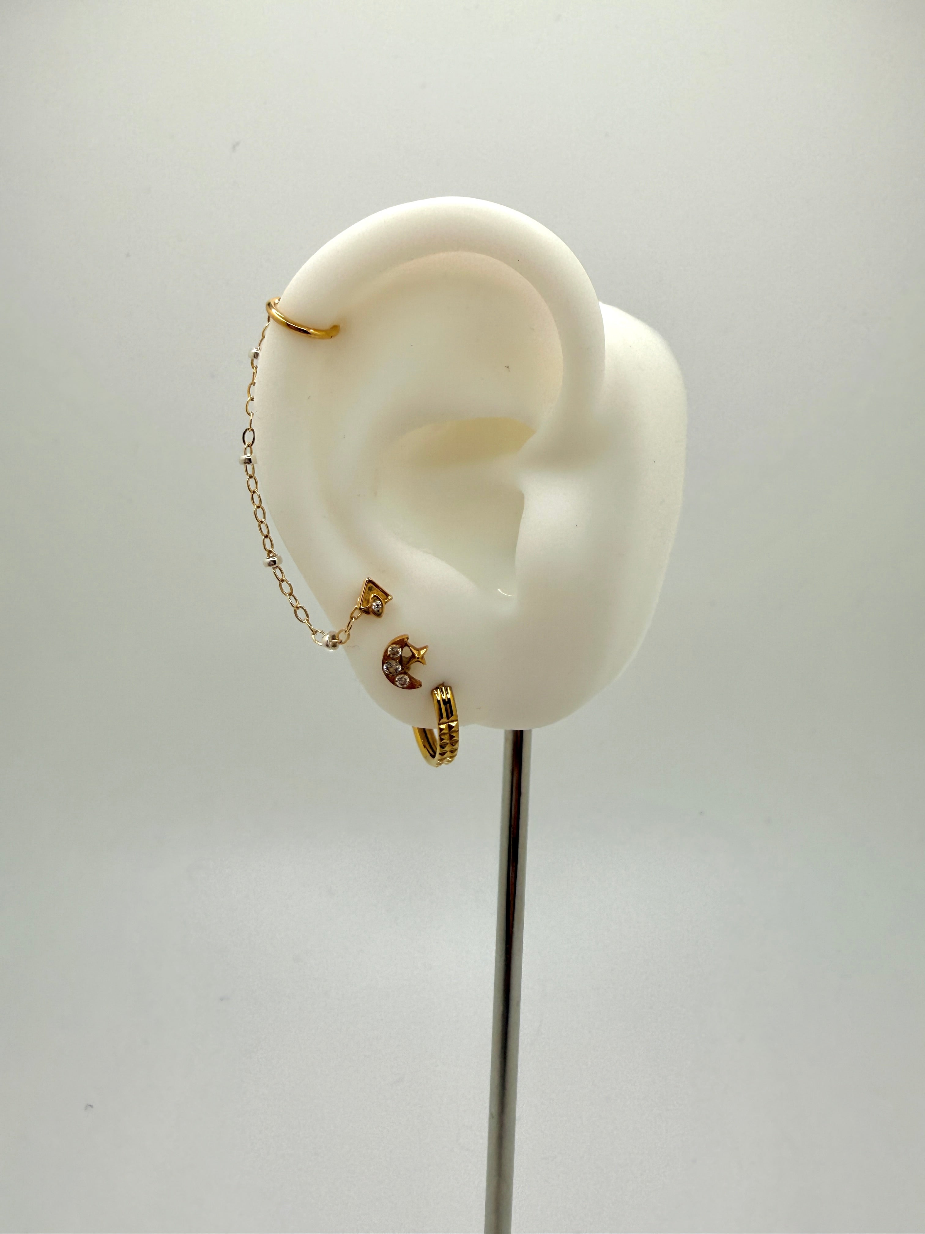 Long Mixed with Silver Earring Chain