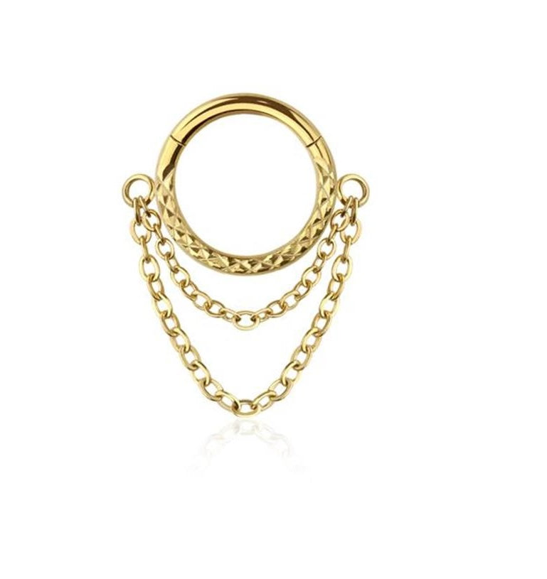 Double Chain Clicker Huggie Hoop