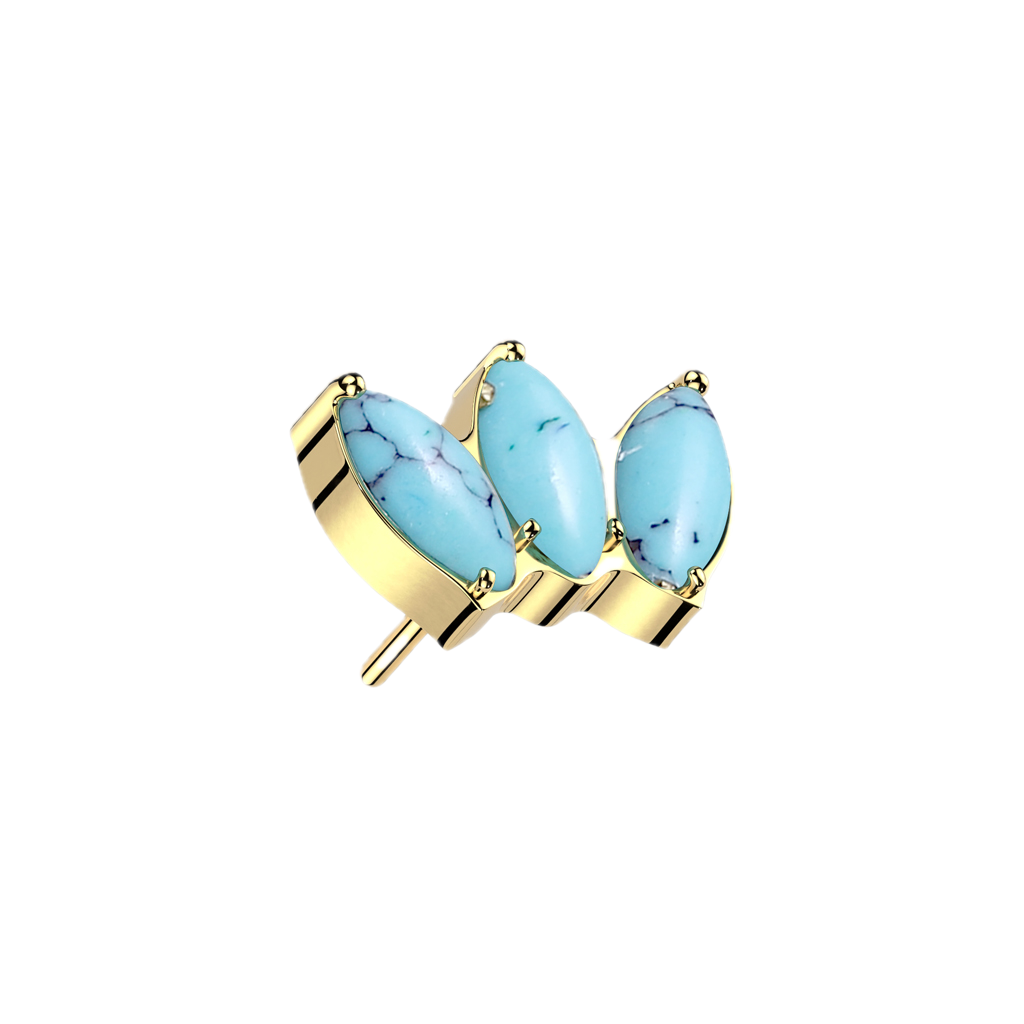 Triple Turquoise Marquise Flat Back