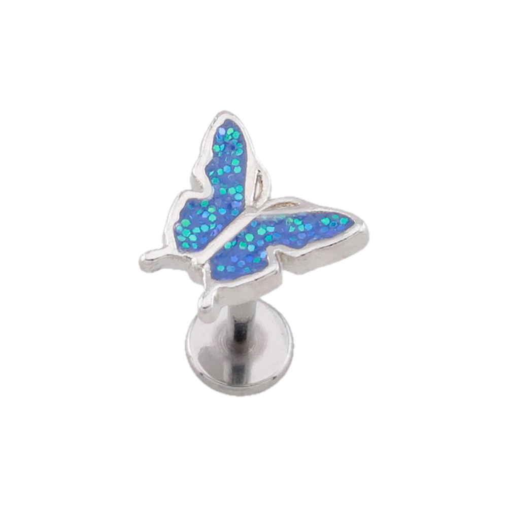 Blue Sparkle Butterfly Flat Back