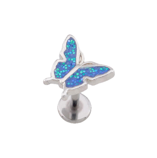 Blue Sparkle Butterfly Flat Back