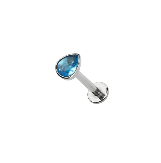 Blue Teardrop Flat Back