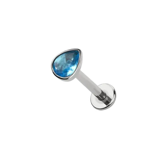 Blue Teardrop Flat Back