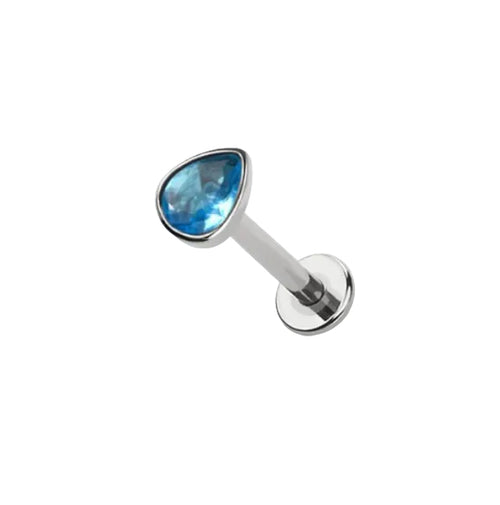Blue Teardrop Flat Back