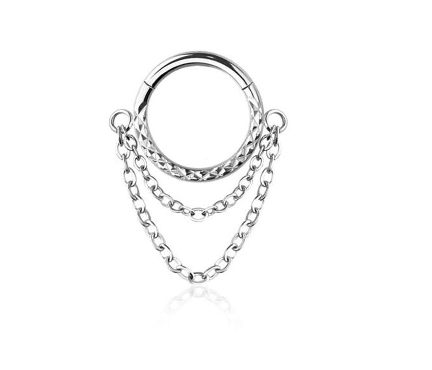 Double Chain Clicker Huggie Hoop