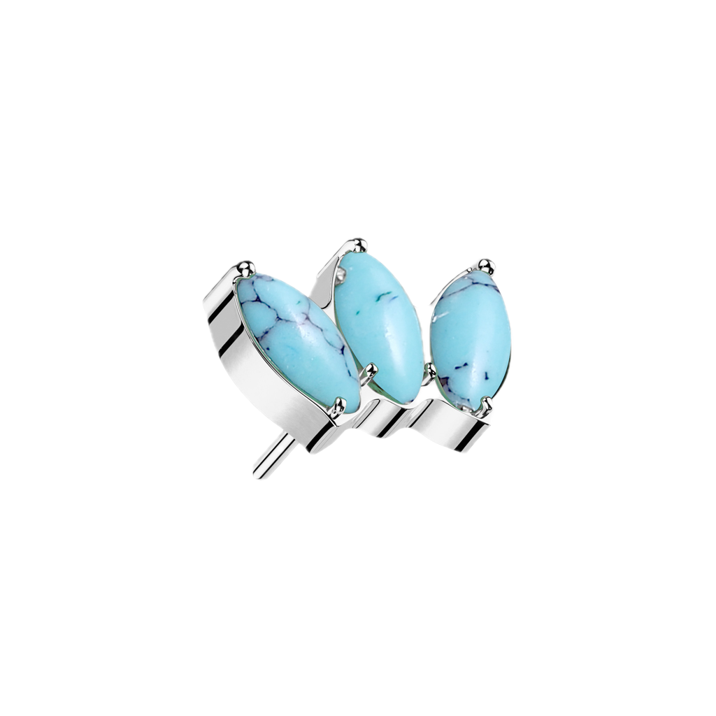 Triple Turquoise Marquise Flat Back