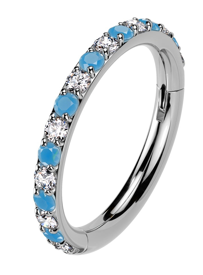 Turquoise Sparkle 10mm Clicker Hoops