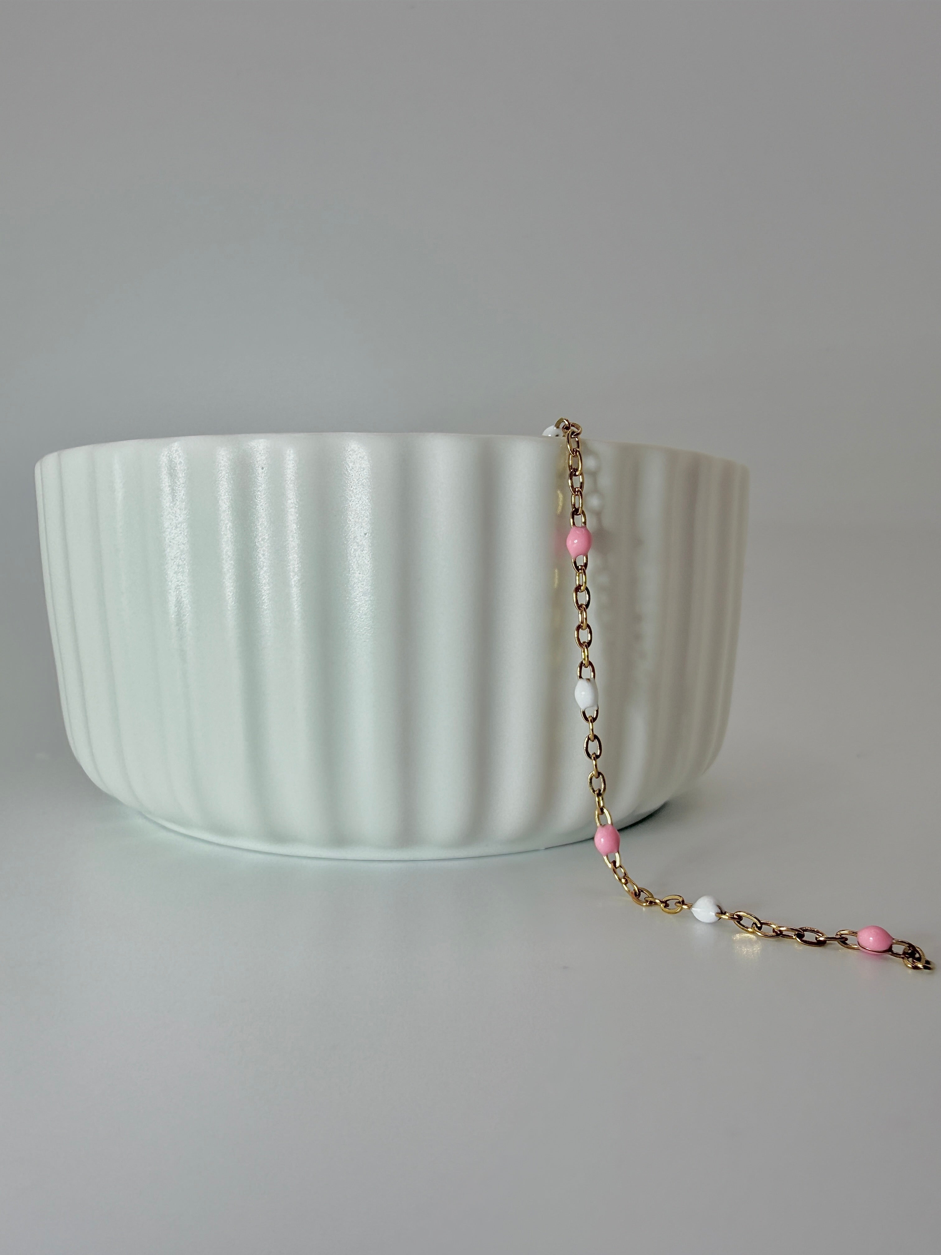 White and Pink Enamel- Gold