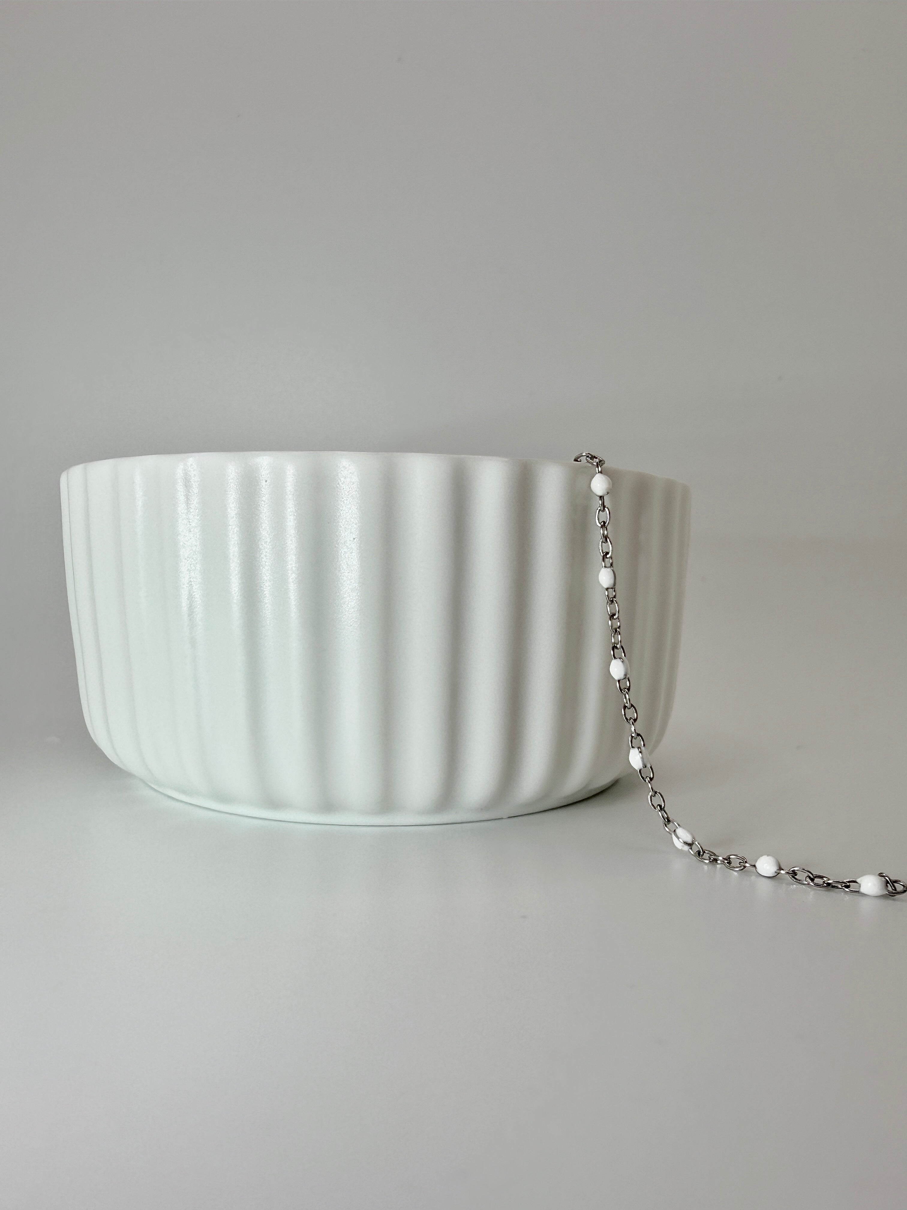 White Enamel- Silver